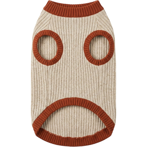 Jnvbf Bramble Rib-Knit Dog Pullover Sweater Size M Oatmeal Rust - Product view