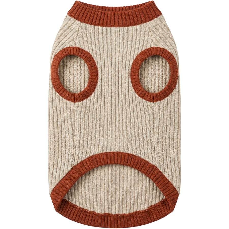 Jnvbf Bramble Rib-Knit Dog Pullover Sweater Size M Oatmeal Rust