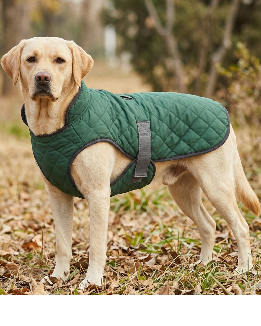 Jnvbf Fieldcrest Quilted Dog Vest Size L Forest Green Charcoal - Lifestyle view