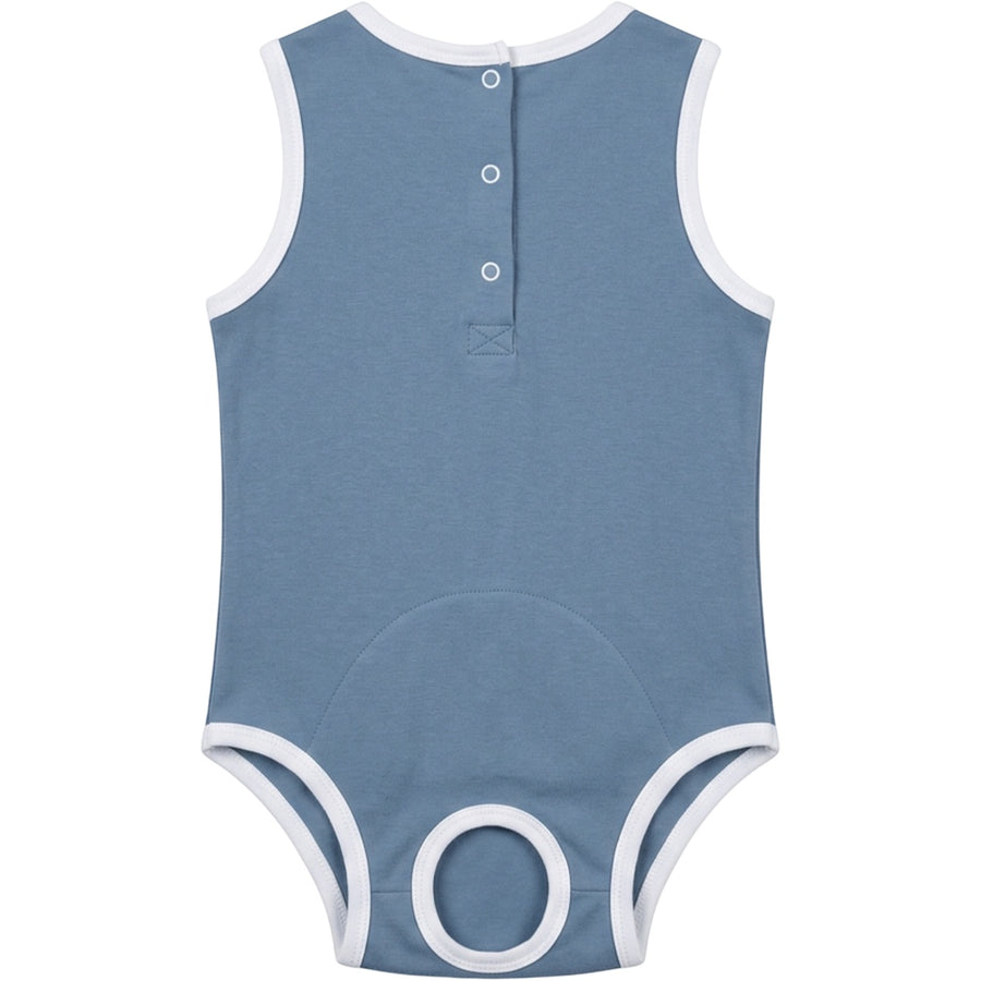 Jnvbf Lunaline Cat Jersey Bodysuit Size M Dusty Blue White